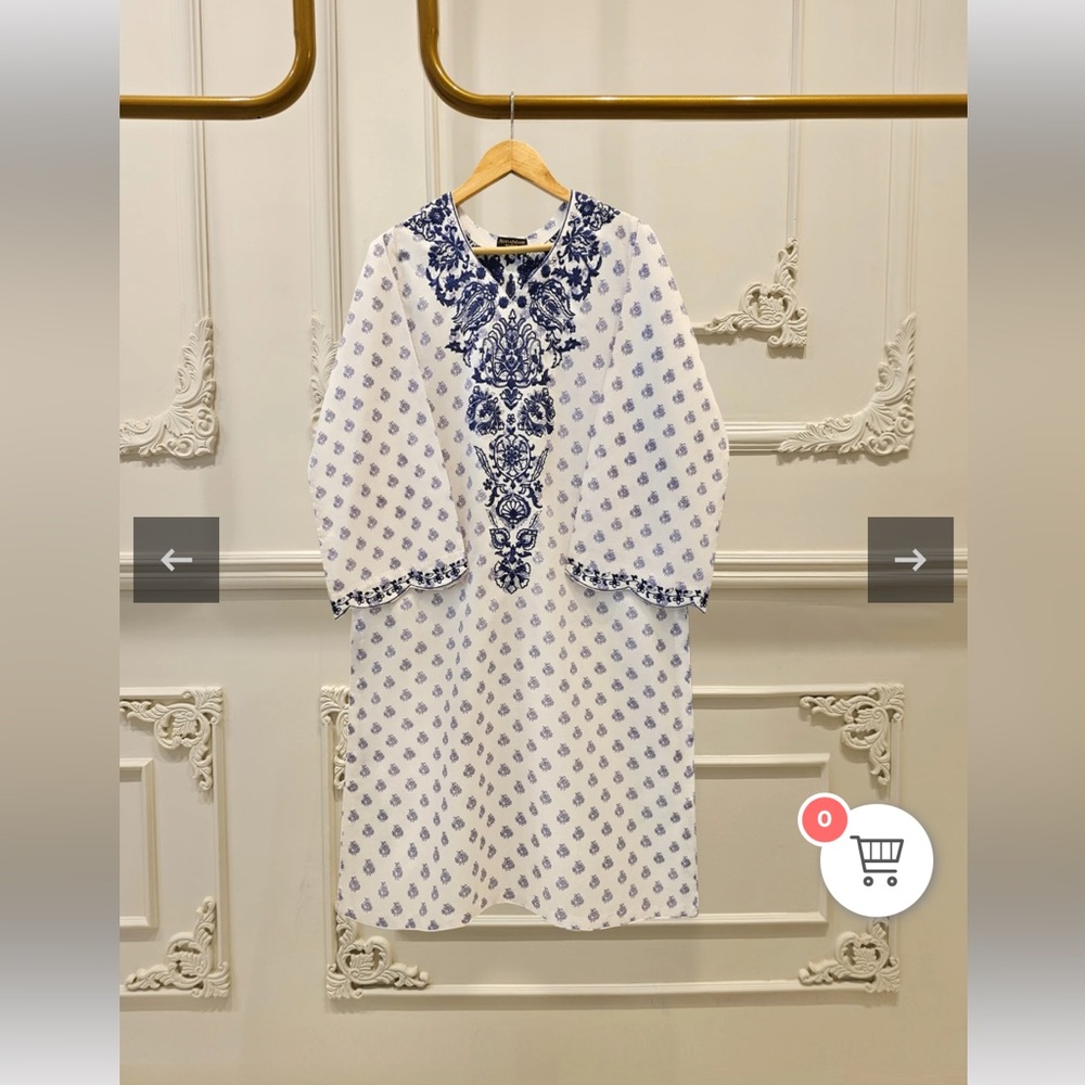 AGHA NOOR  White and Blue Dress